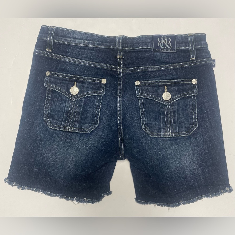 Rock & Republic Stinger Distressed Mid Rise Denim Shorts Women's 8